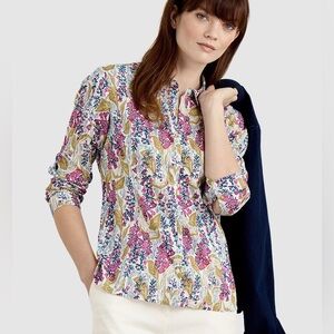 NWT SEASALT LARISSA SHIRT TOP LINO FOXGLOVE CHALK Floral PRINT Blouse Size 10